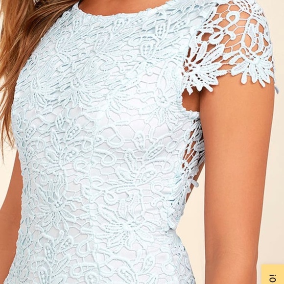 Lulus Hidden Talent Backless Light Blue Lace Dress NWT size XS mini dress - Picture 3 of 16